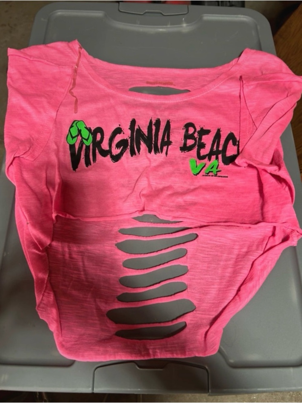 Source Unknown Pink Virginia Beach Cutout Crop Top
